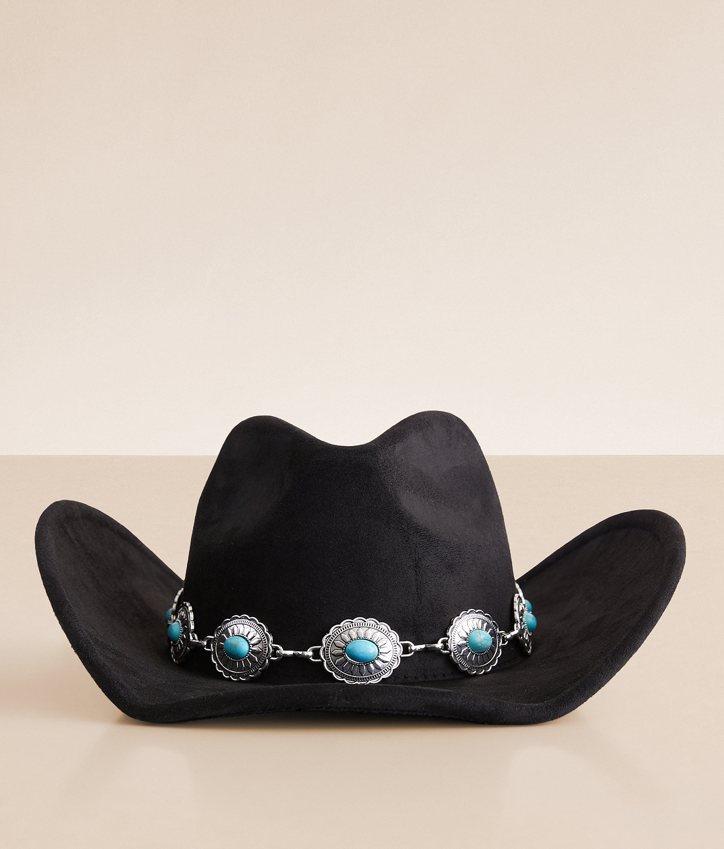Fame Accessories Turquoise Conch Cowboy Hat - Women's Hats in Black