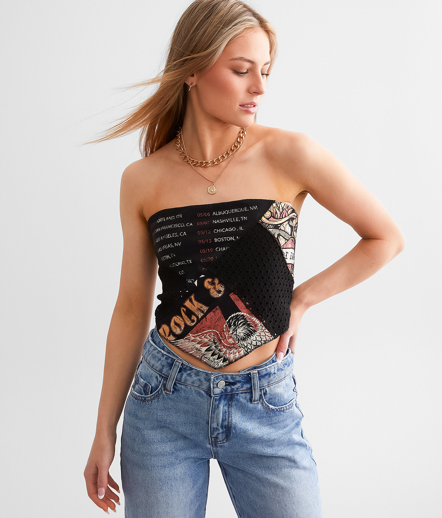Gilded Intent Rock & Roll Cropped Tube Top - Women's Shirts & Blouses in Black