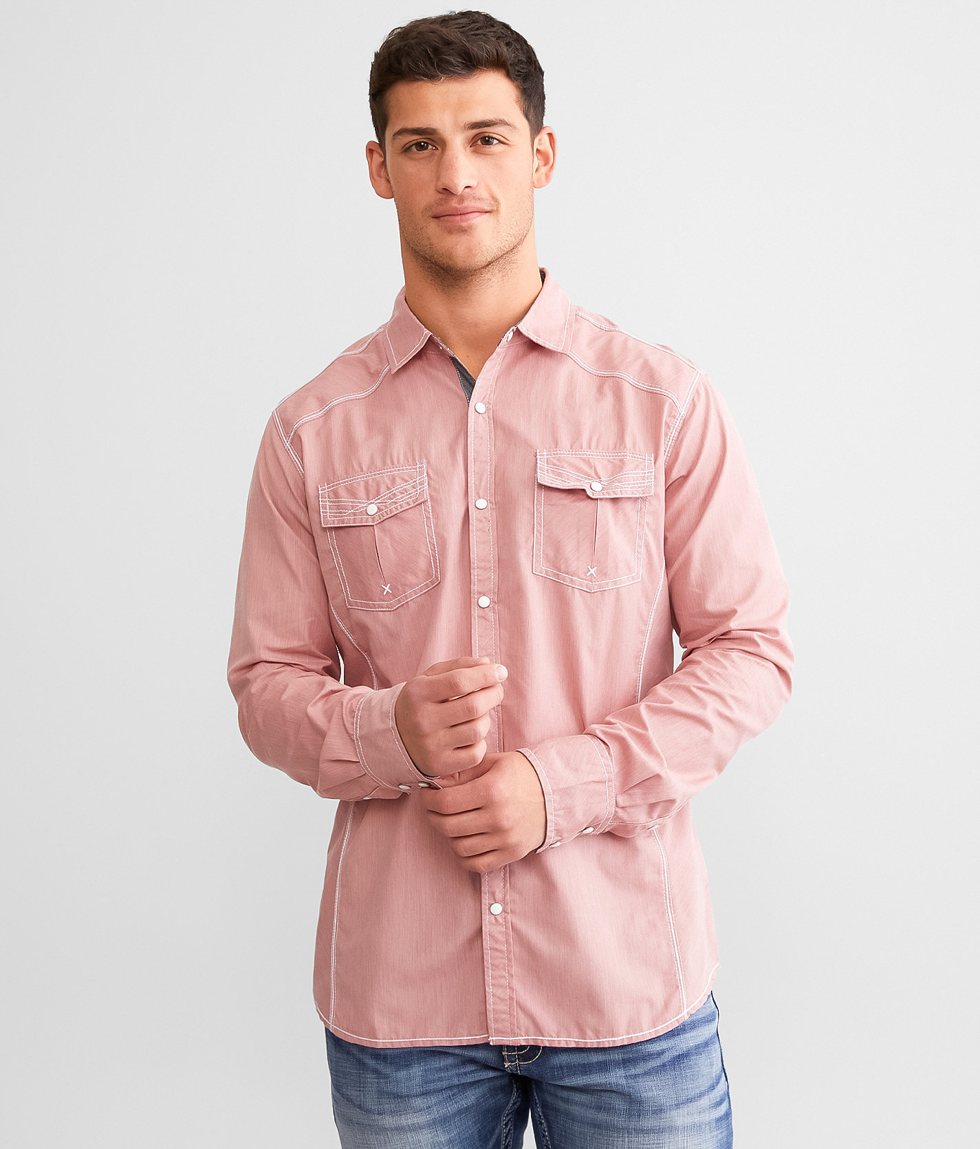 BKE Athletic Solid Shirt - Men's Shirts in Red White