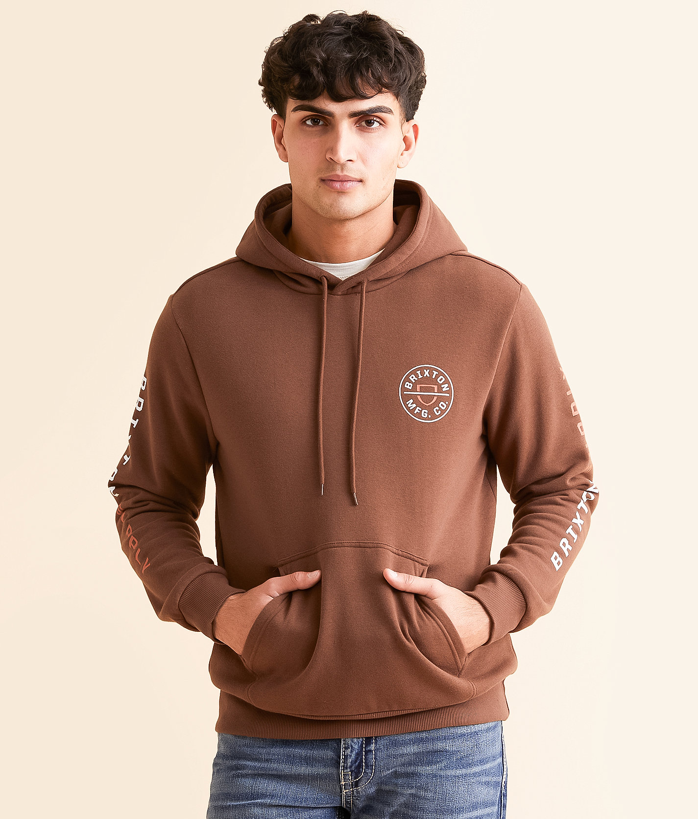 Brixton Crest Hooded Sweatshirt - Men's Sweatshirts in Pinecone Brown Rust Orang