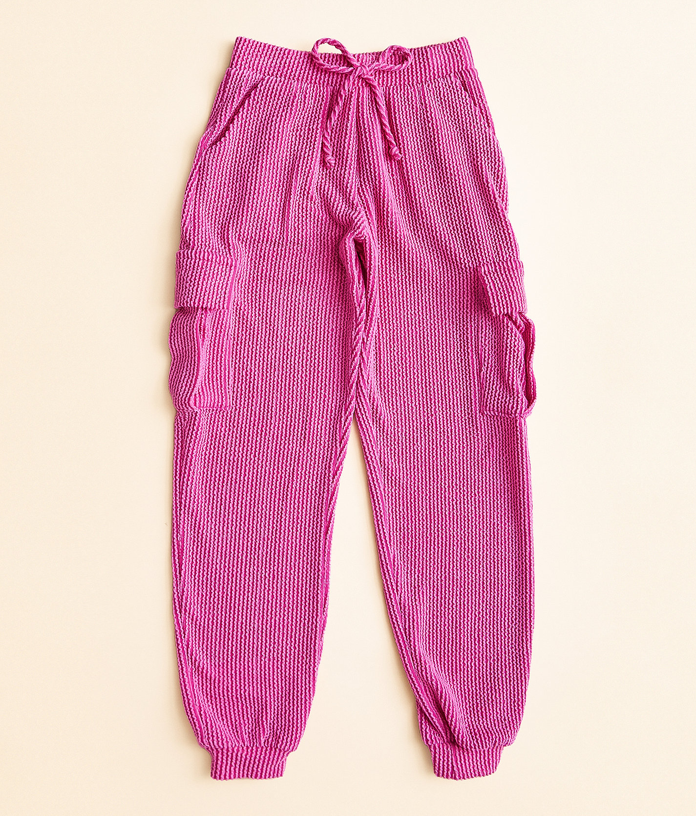 Girls - Willow & Root Urban Ribbed Cargo Jogger - Girl's Sweatpants in Fuchsia