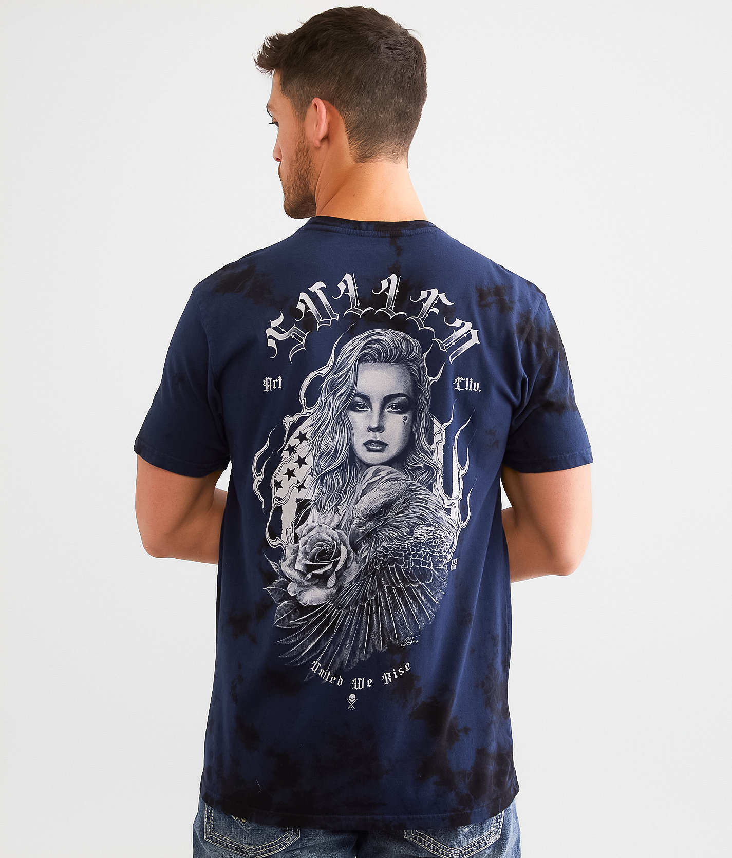 Sullen United We Rise T-Shirt - Men's T-Shirts in Navy Black Crystal Wash