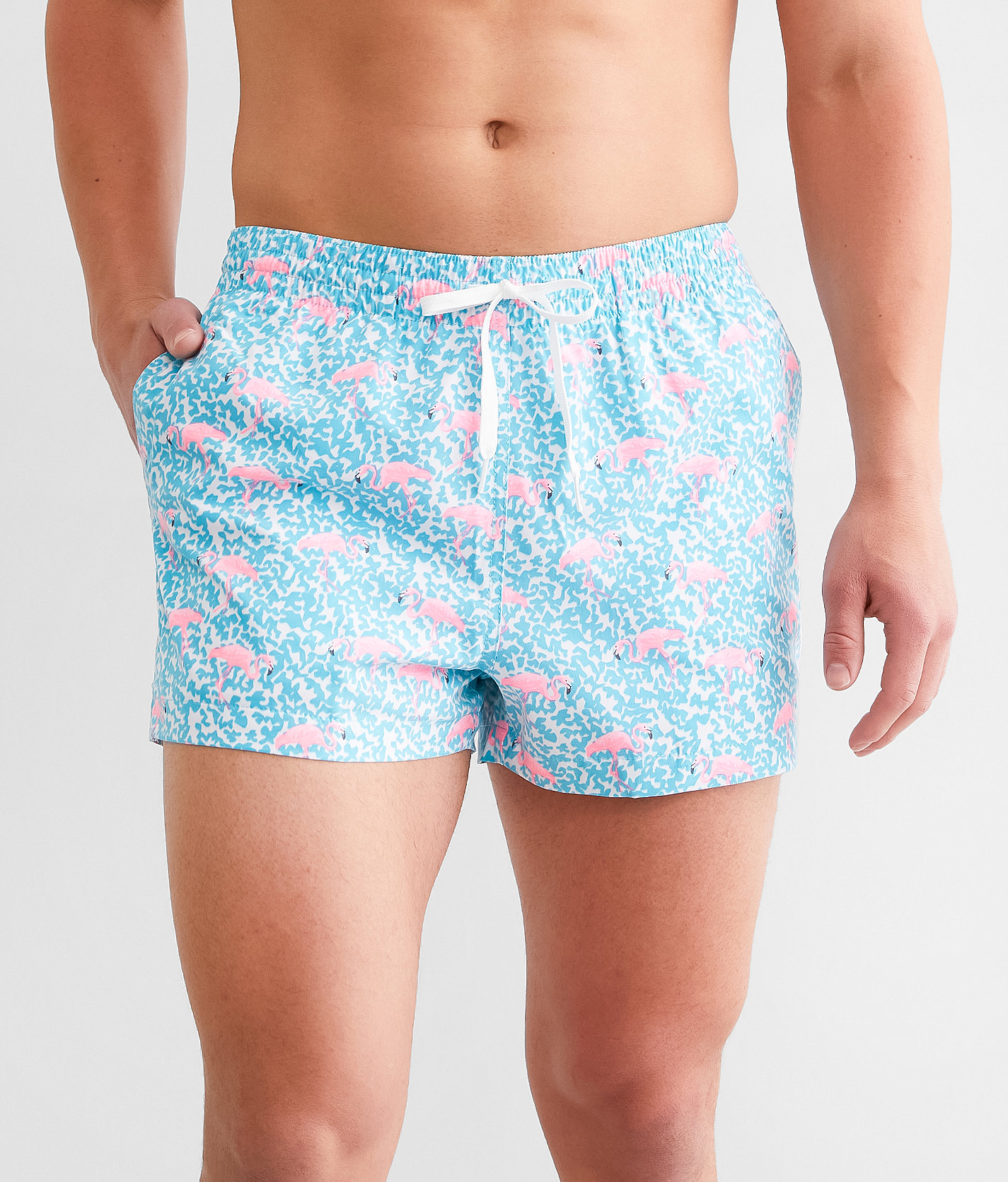 Chubbies The Domingos Are For Flamingos Stretch Swim Trunks - Men's Swimwear in Bright Blue Solid