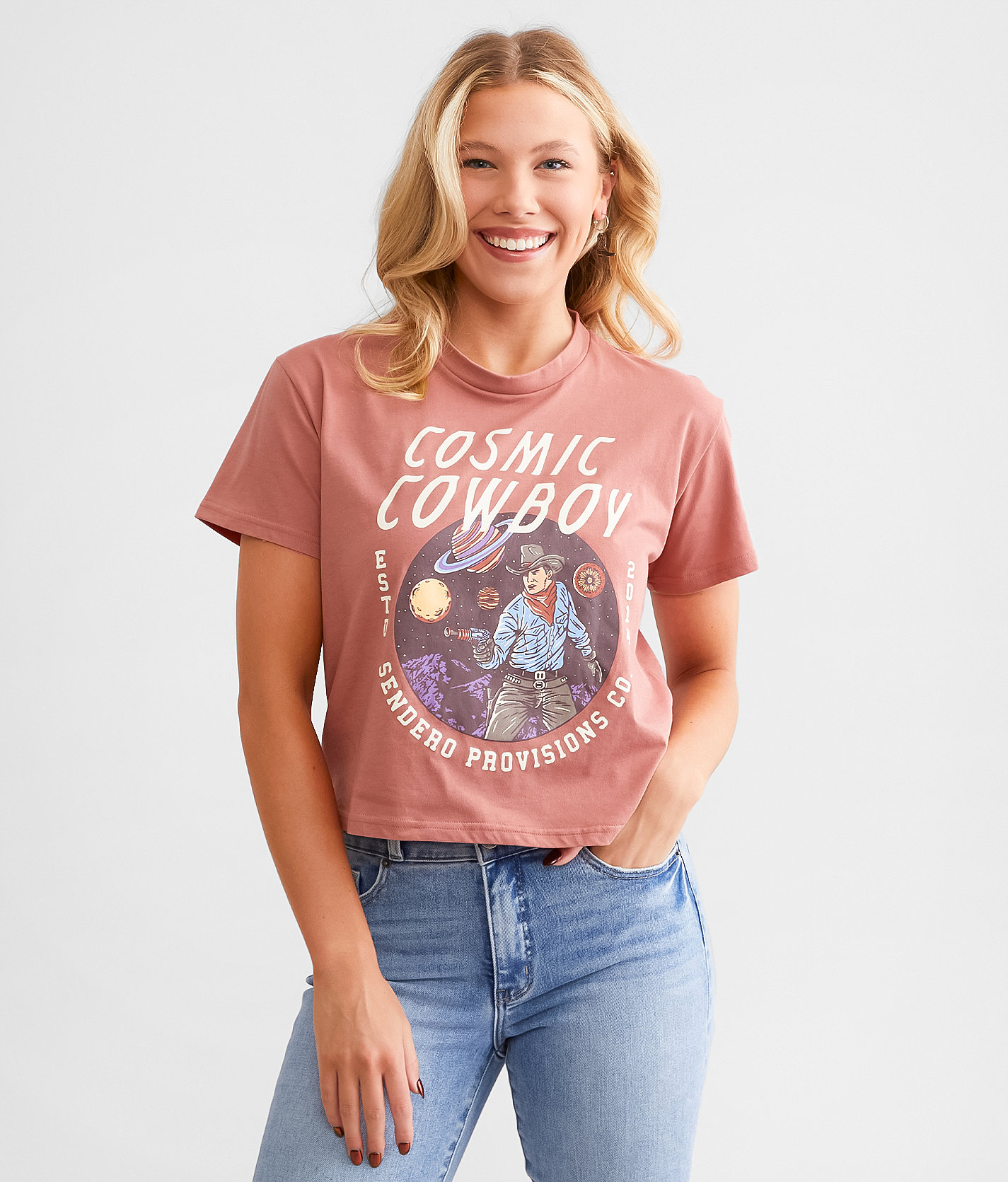 Sendero Provisions Co. Cosmic Cowboy Cropped T-Shirt - Women's T-Shirts in Dusty Mauve