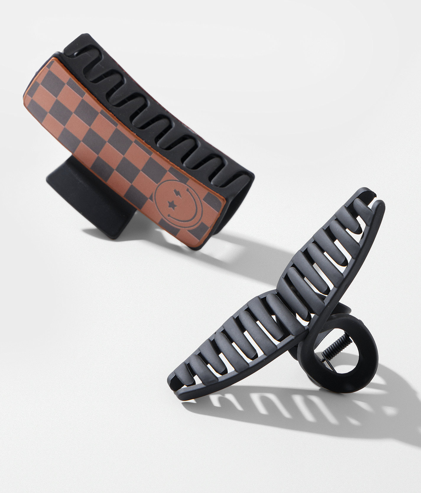 boutique by BKE 2 Pack Checker Hair Claw Clips - Women's Hair Accessories in Black