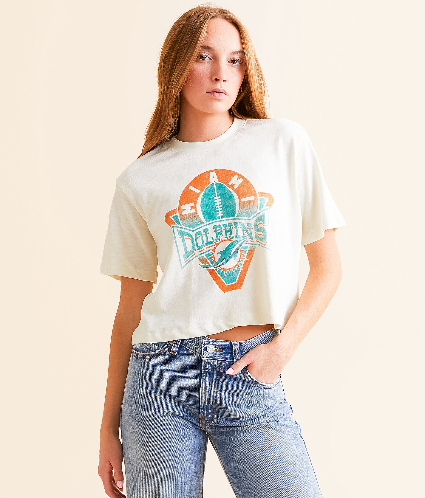 Junkfood Miami Dolphins Cropped T-Shirt - Women's T-Shirts in Dolphins