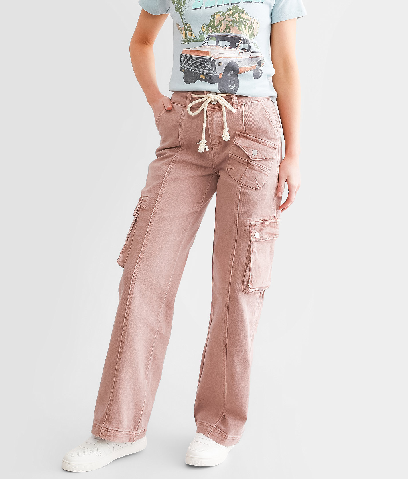 Risen High Rise Wide Leg Cargo Stretch Pant - Women's Pants in Mauve