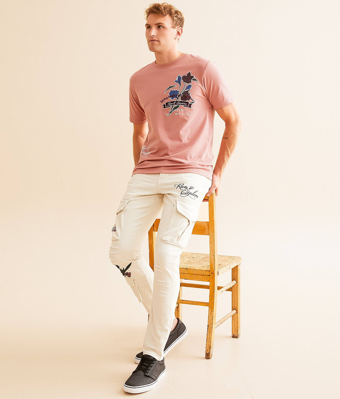 Smoke Rise® Slim Taper Stretch Cargo Jean - Men's Jeans in Ecru