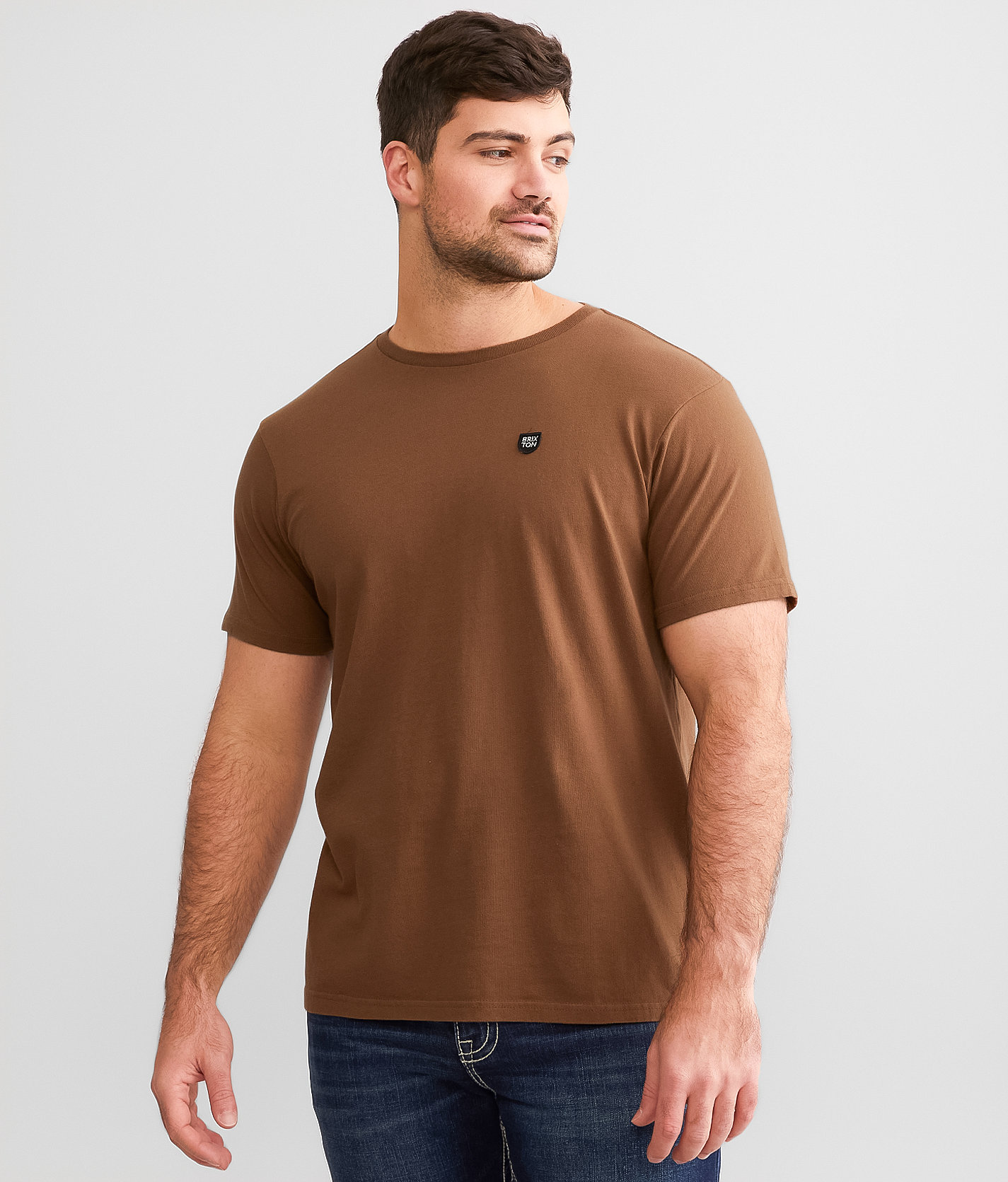 Brixton Shield T-Shirt - Men's T-Shirts in Bison Black