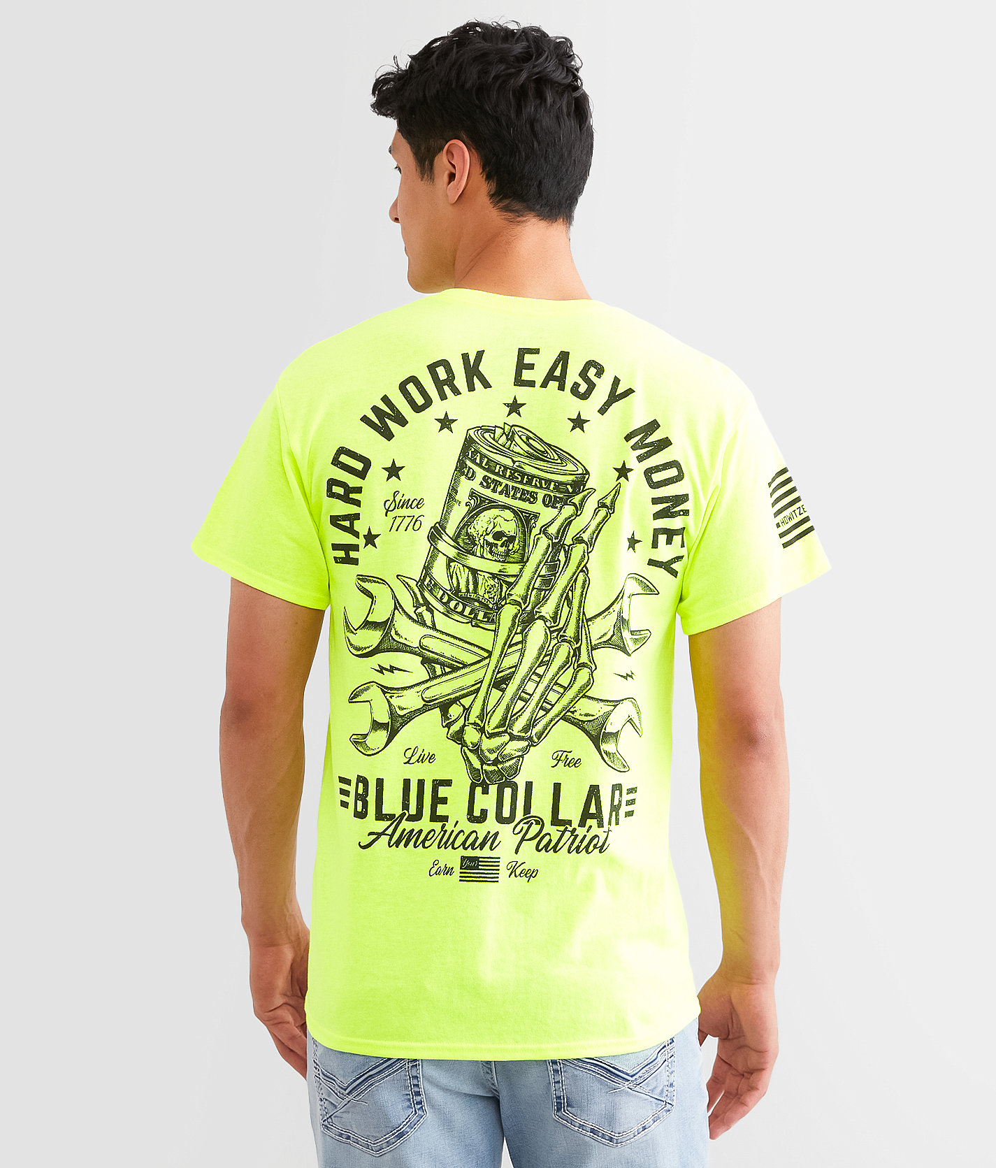 Howitzer Blue Collar Hard Work T-Shirt - Men's T-Shirts in Neon Yellow