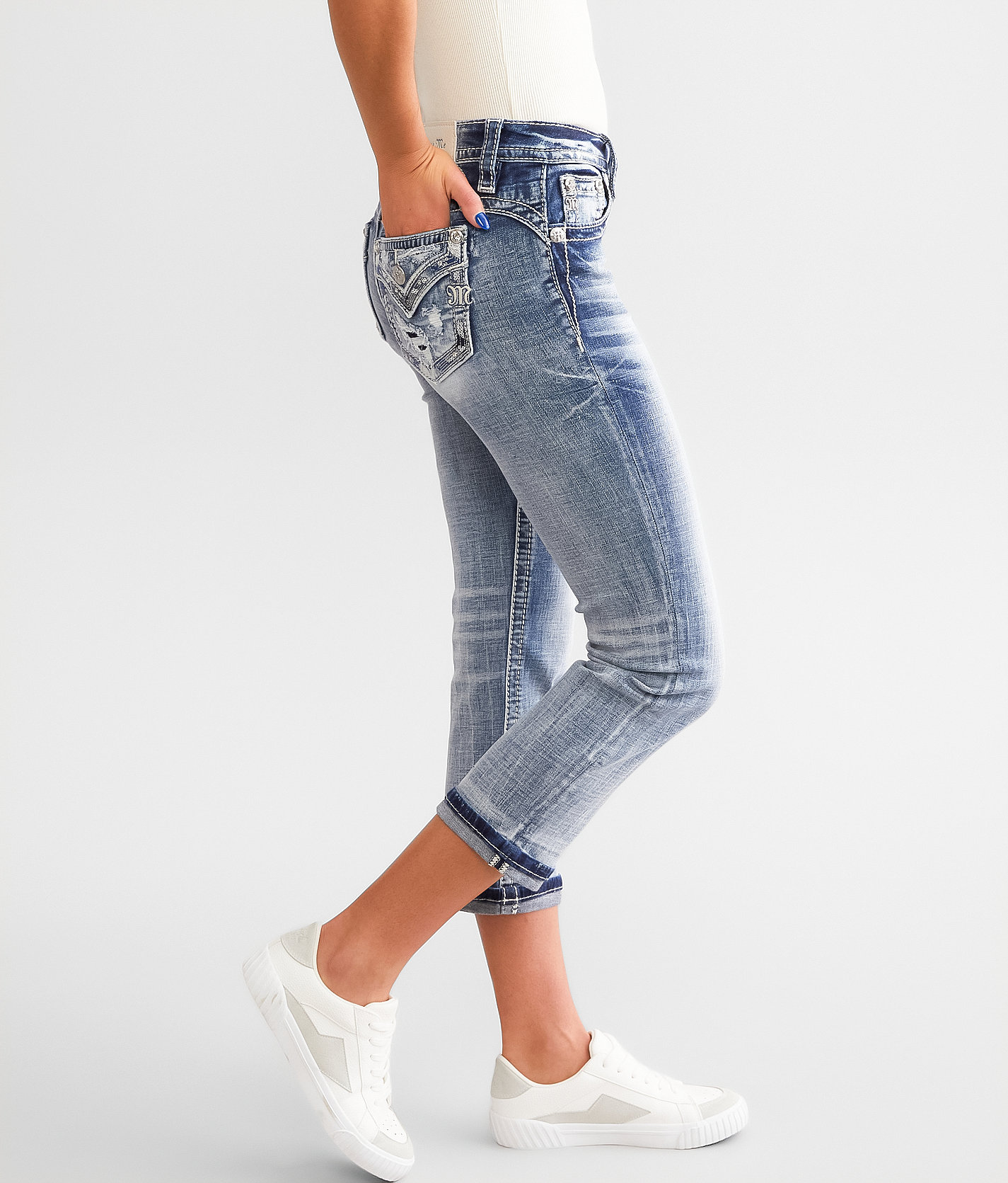 Miss Me Cuffed Stretch Capri Jean - Women's Jeans in M458F