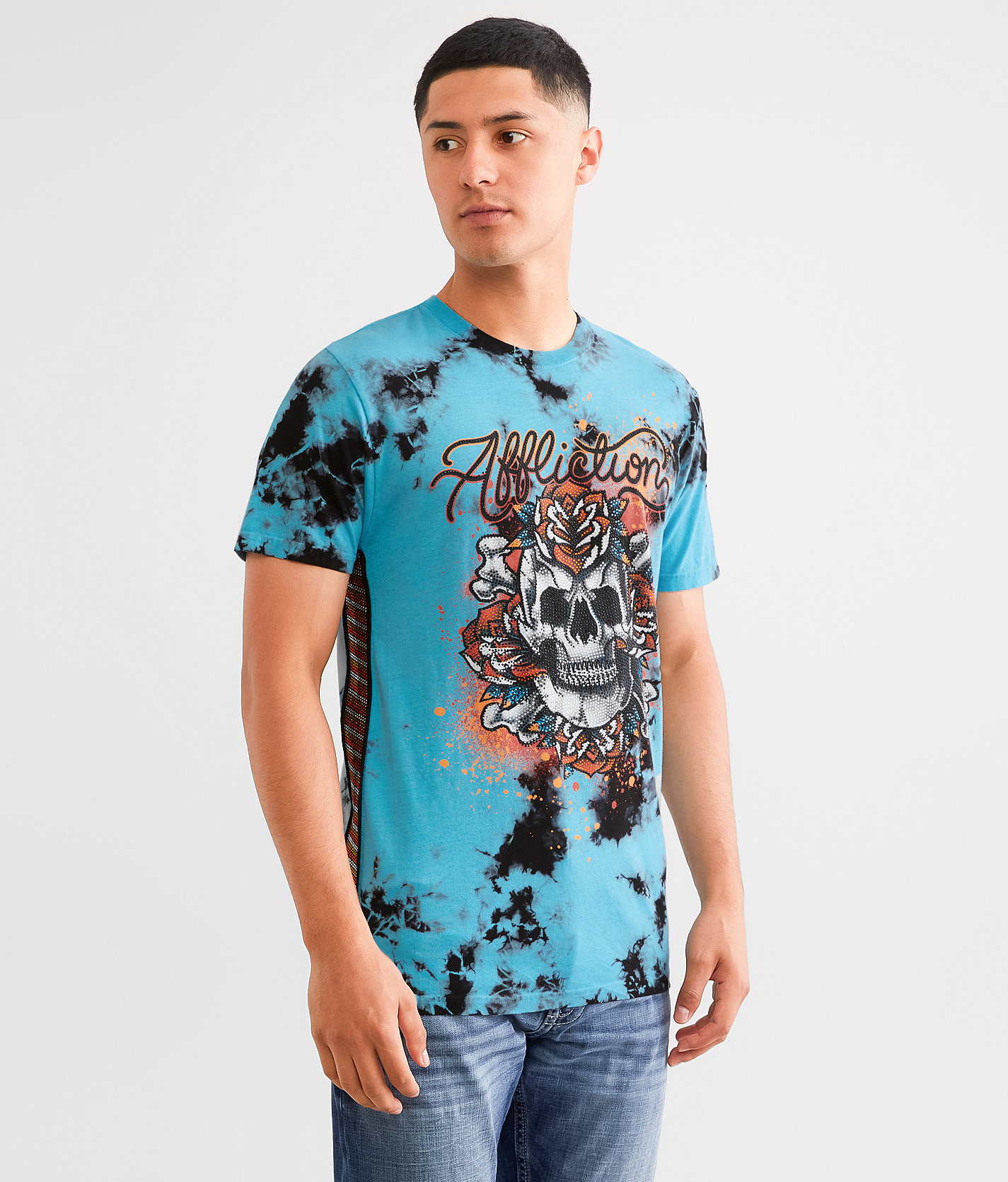 Affliction Club Dagger T-Shirt - Men's T-Shirts in Black Bach Button Crustal