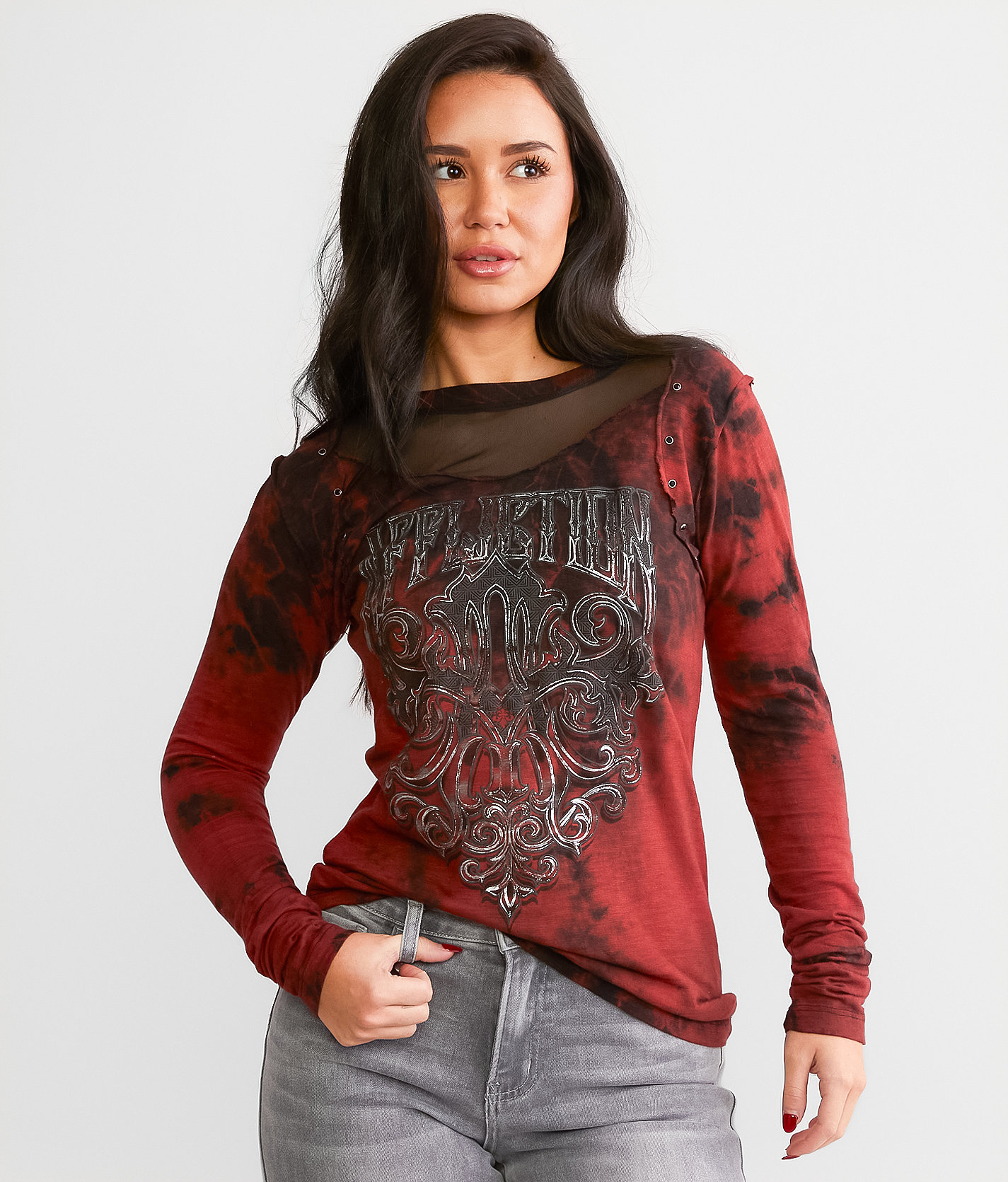 Affliction Dissident T-Shirt - Women's T-Shirts in Picante Black Crystal