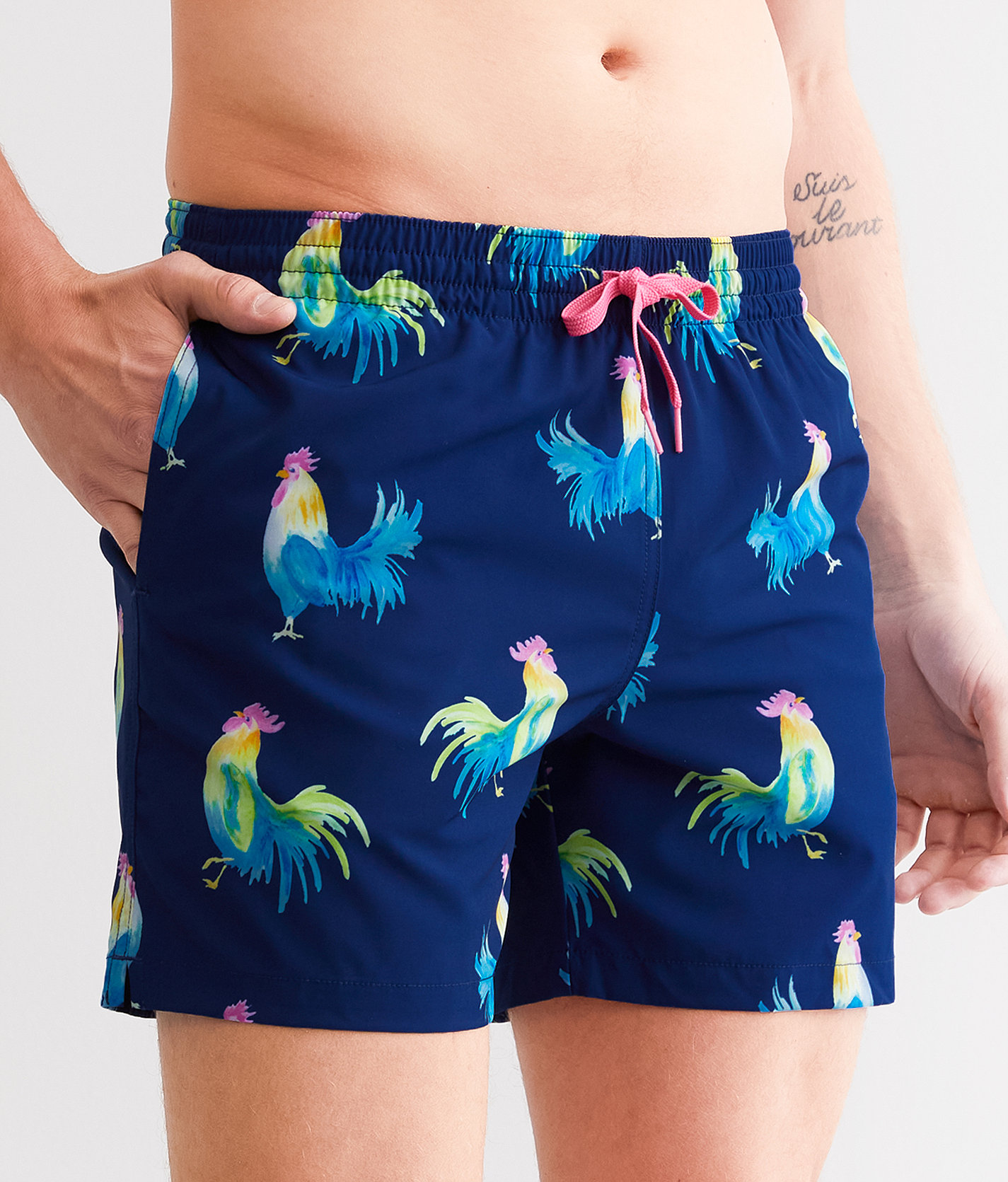 Chubbies The Fowl Play Stretch Swim Trunks - Men's Swimwear in Navy