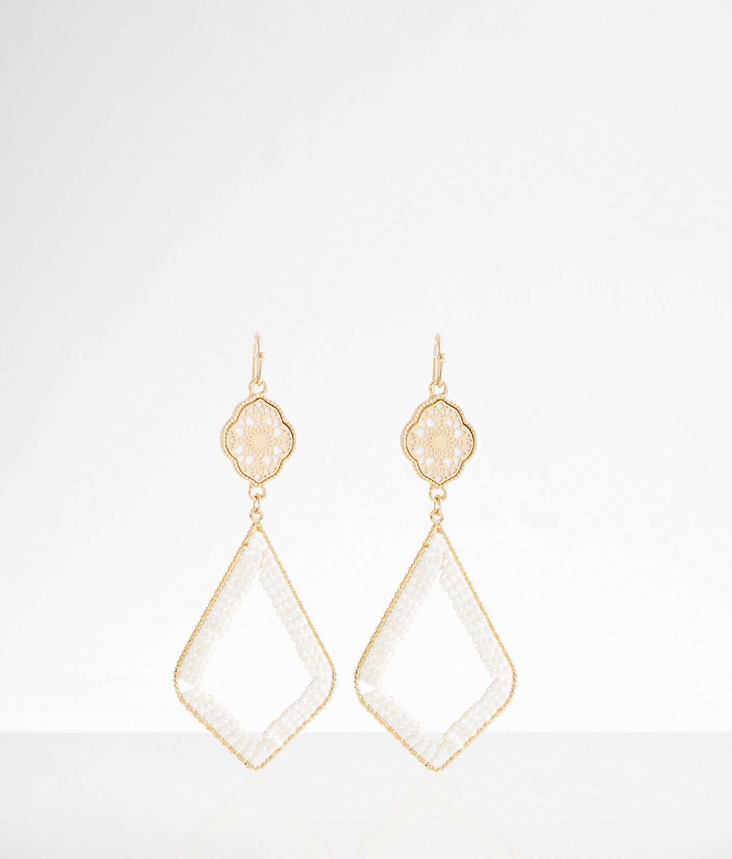 boutique by BKE Beaded Drop Earring - Women's Jewelry in Gold White