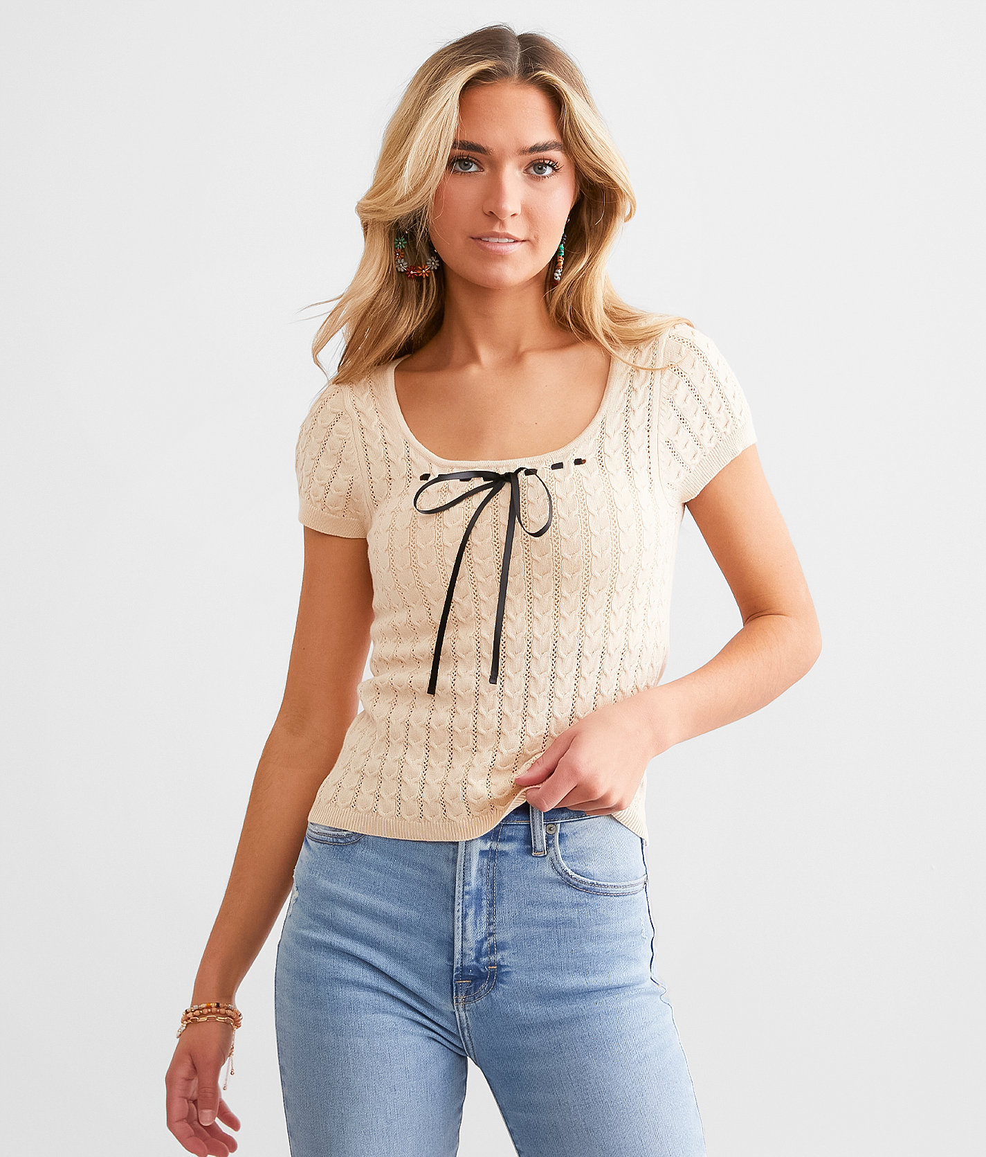 Willow & Root Textured Sweater Top - Women's Sweaters in Fog