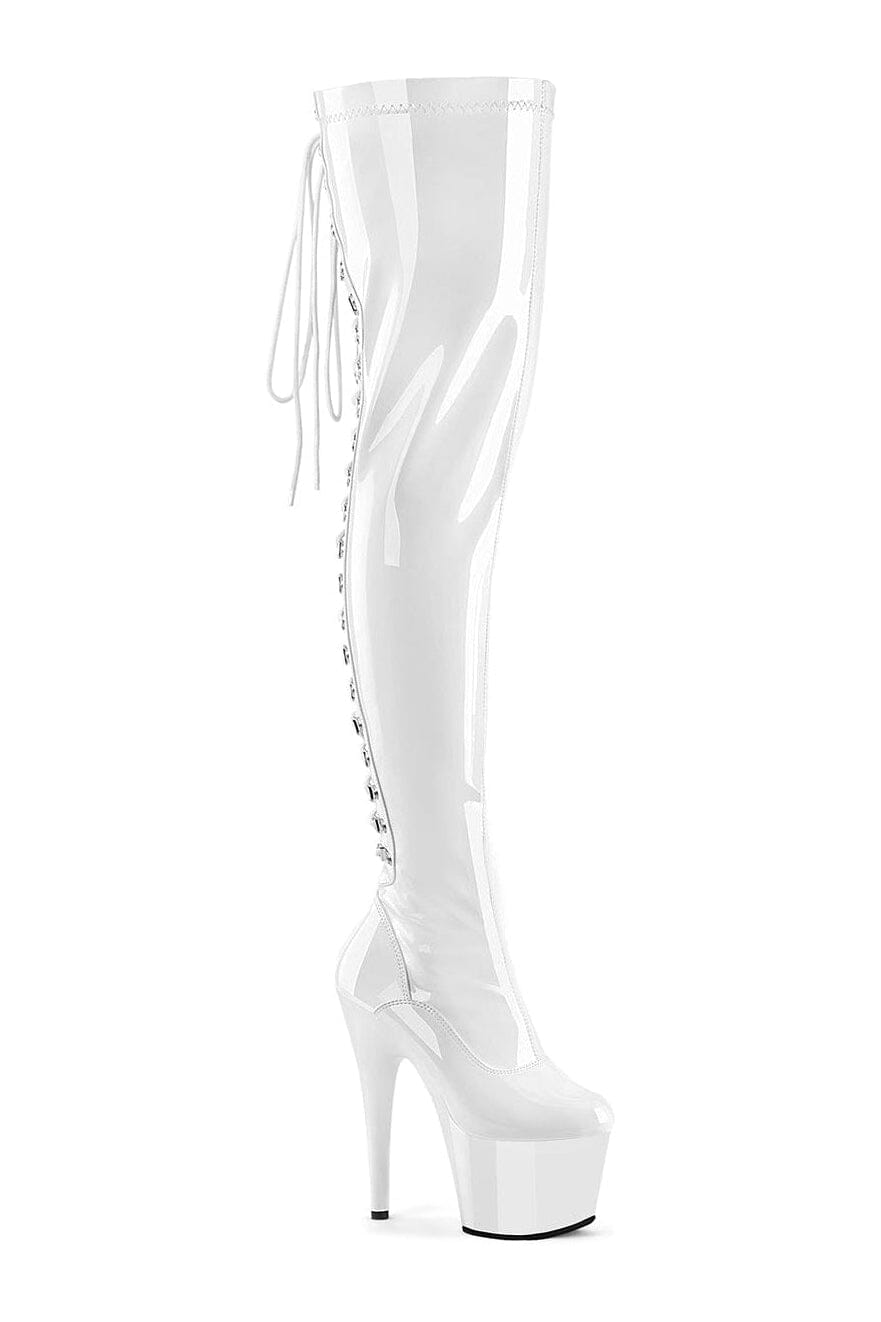 ADORE-3063 White Patent Thigh Boot