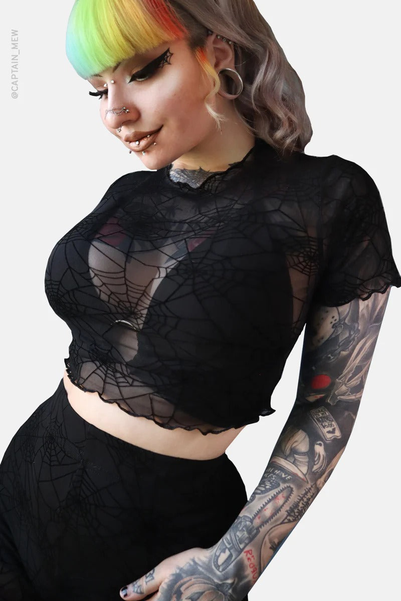 Spiderweb Mesh Short Sleeve Top