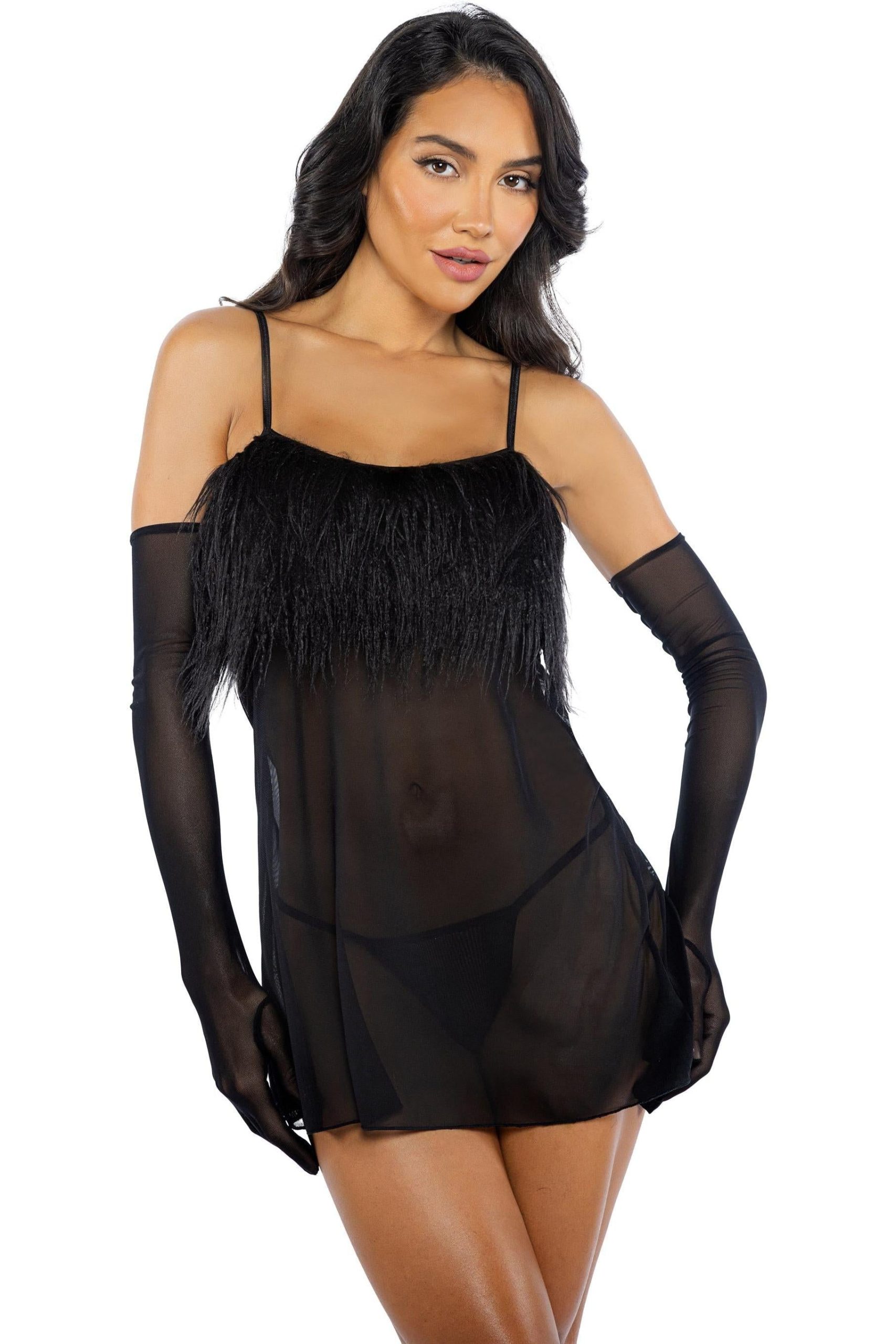 Amelia 2-Piece Feather Babydoll