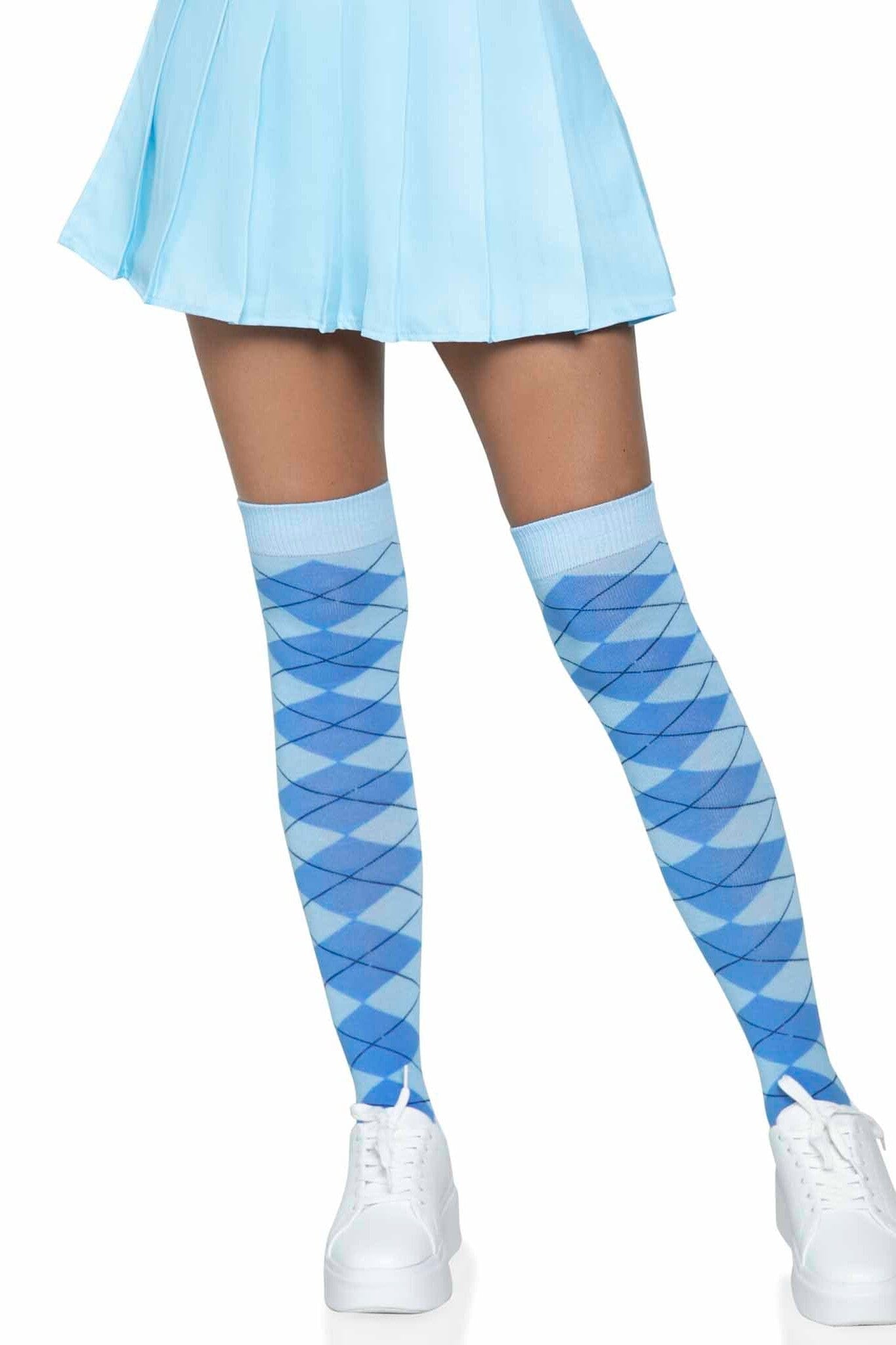 Argyle Knit Over The Knee Socks