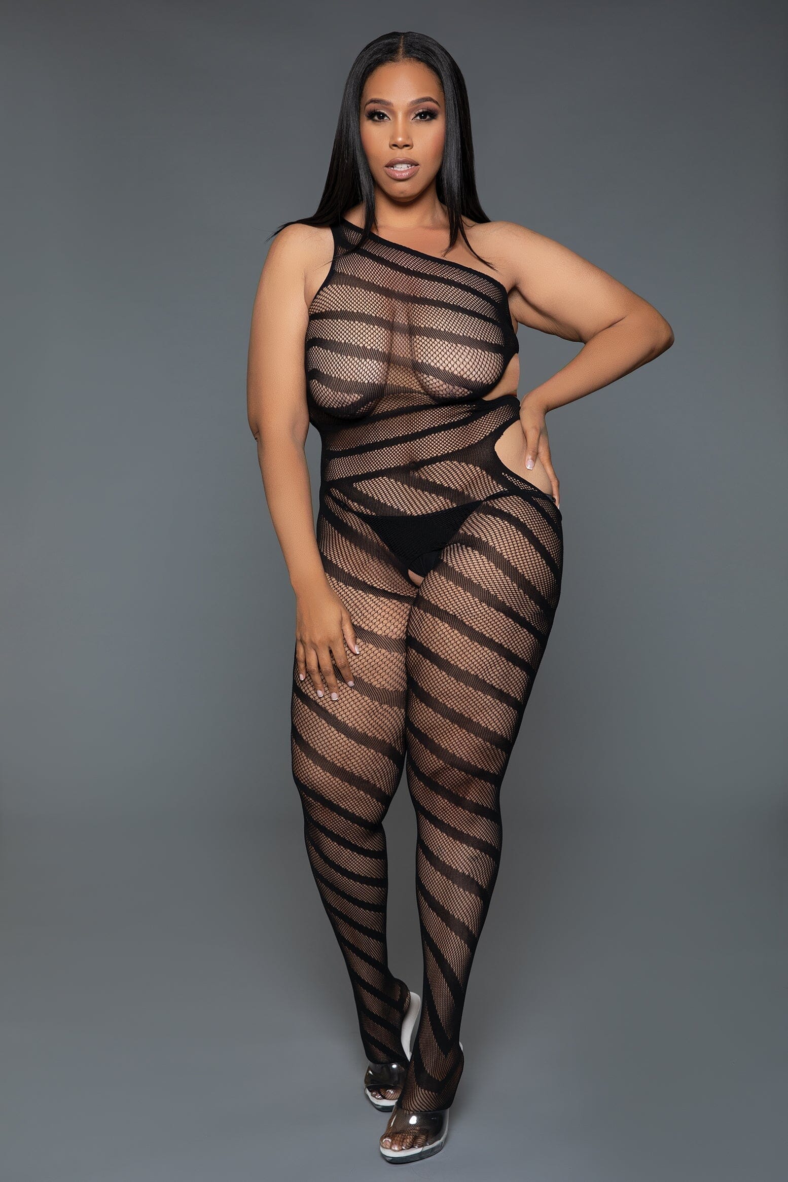 Asymmetric Stripe Bodystocking