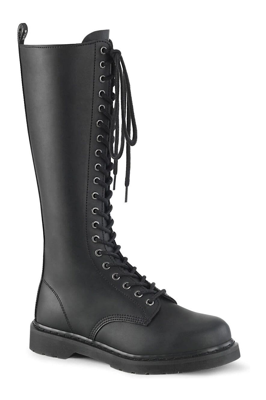 BOLT-400 Black Vegan Leather Knee Boot