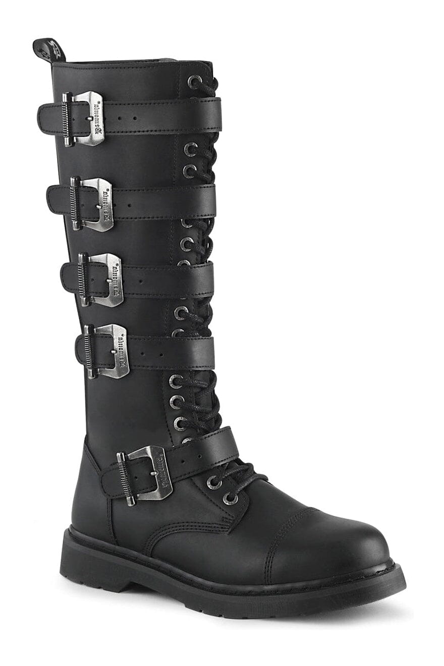 BOLT-425 Black Vegan Leather Combat Boot