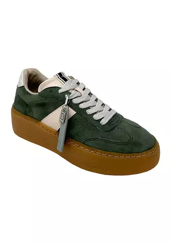 Suede Platform Sneaker-Olive