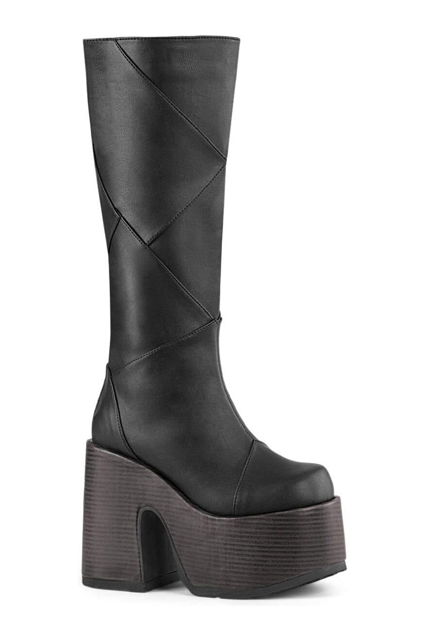 CAMEL-280 Black Vegan Leather Knee Boot