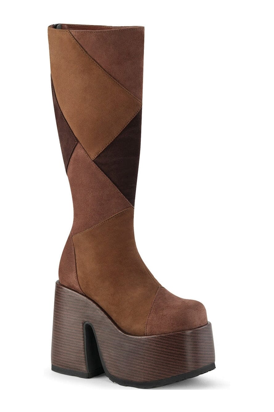 CAMEL-280 Brown Vegan Leather Knee Boot