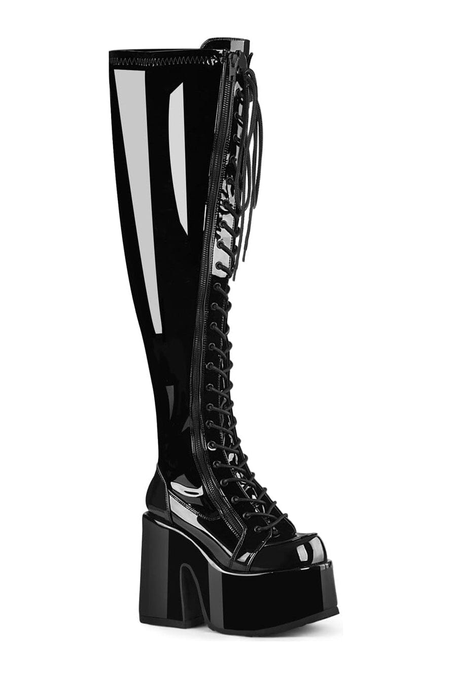 CAMEL-300WC Black Patent Thigh Boot