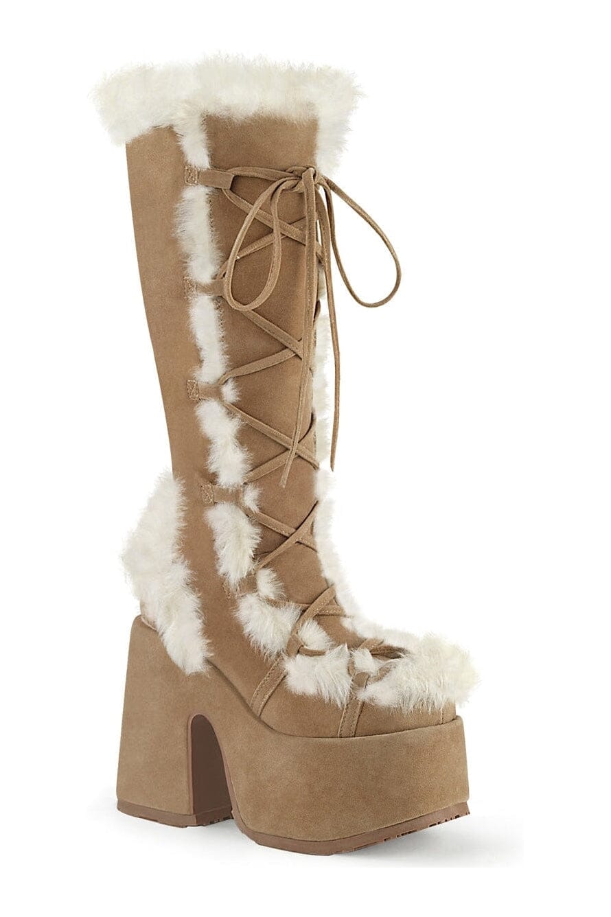 CAMEL-311 Brown Vegan Leather Knee Boot