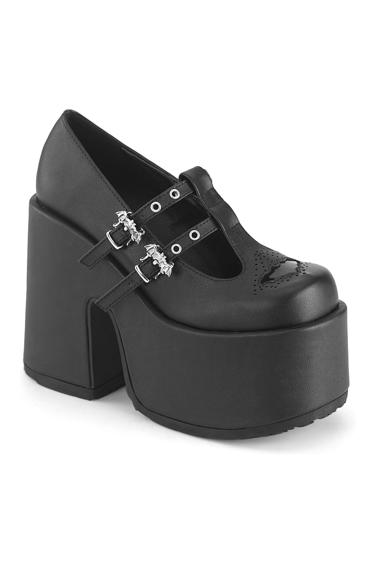 CAMEL-55 Black Vegan Leather Mary Janes