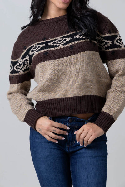 Kimes Ranch Womens Chama Crew WW Brown Wool Blend Sweater