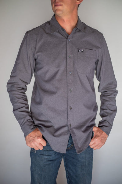 Kimes Ranch Mens Cochise Charcoal Heather Cotton blend L/S Shirt