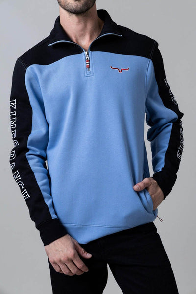 Kimes Ranch Mens Competitor Light Blue Poly/Cotton 1/4 Zip Sweater