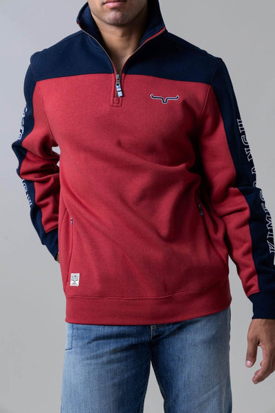 Kimes Ranch Mens Competitor Red Poly/Cotton 1/4 Zip Sweater