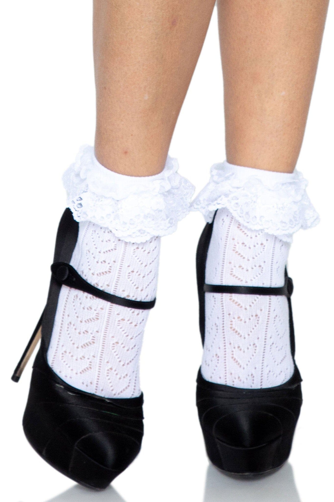 Crochet Heart Lace Top Anklet Socks
