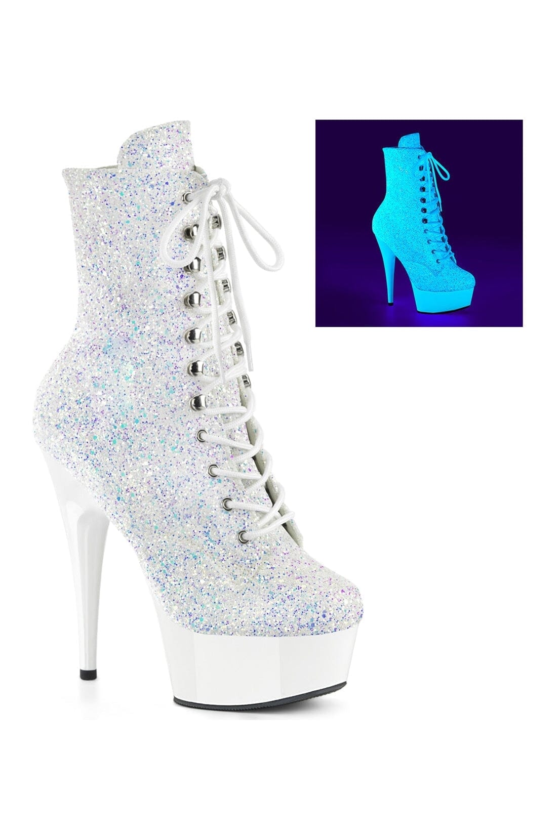 DELIGHT-1020LG White Glitter Ankle Boot
