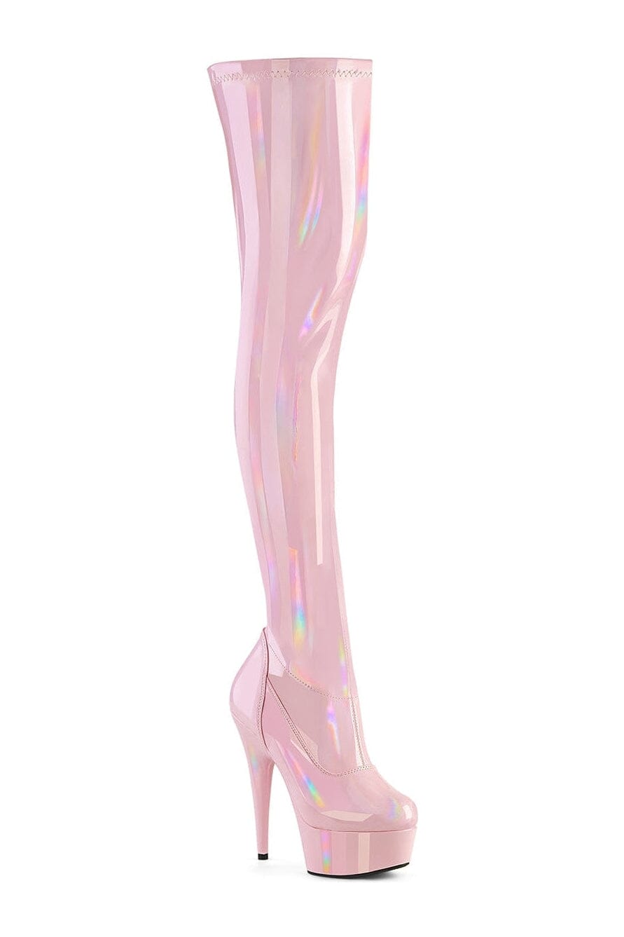 DELIGHT-3000HWR Pink Patent Thigh Boot