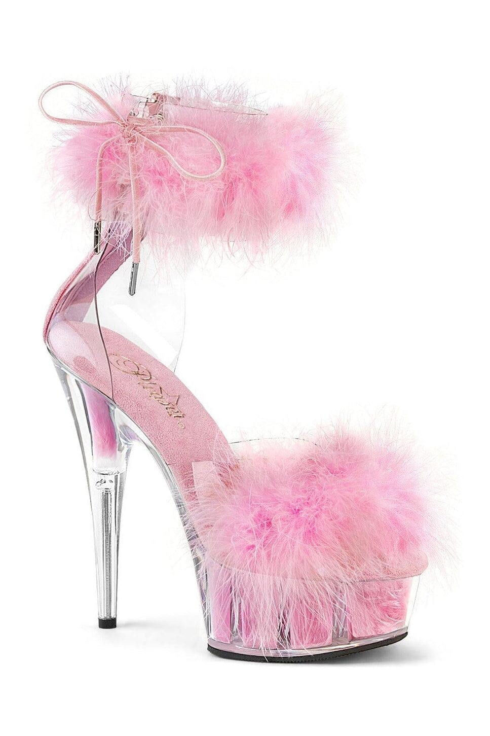 DELIGHT-624F Clear Marabou Sandal