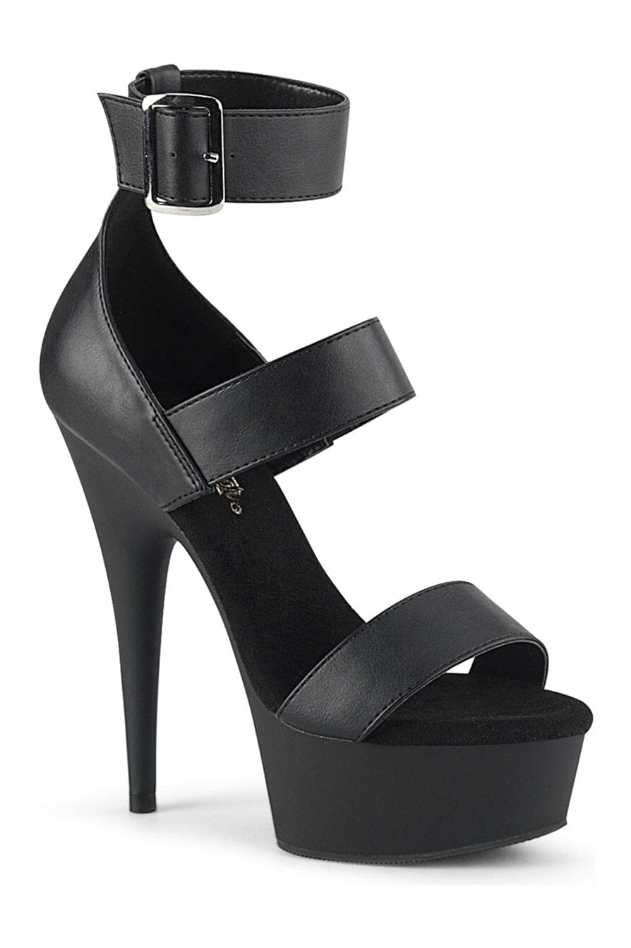 DELIGHT-629 Black Faux Leather Sandal