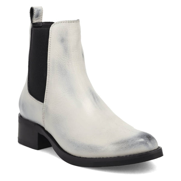 Dingo Mens Camino White Leather 8in Chelsea Boots