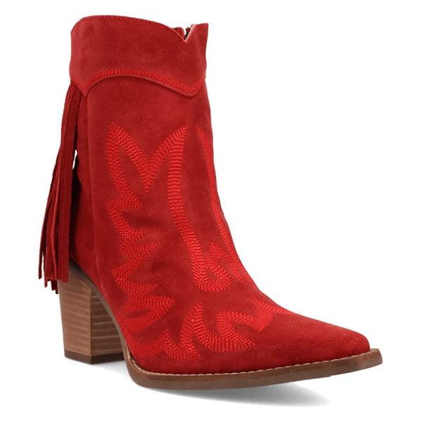 Dingo Womens Wild Sage Red Suede 7in Ankle Boots