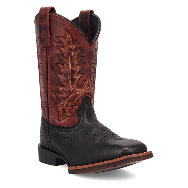 Dan Post Kids Unisex Dexter Black/Red Leather Cowboy Boots