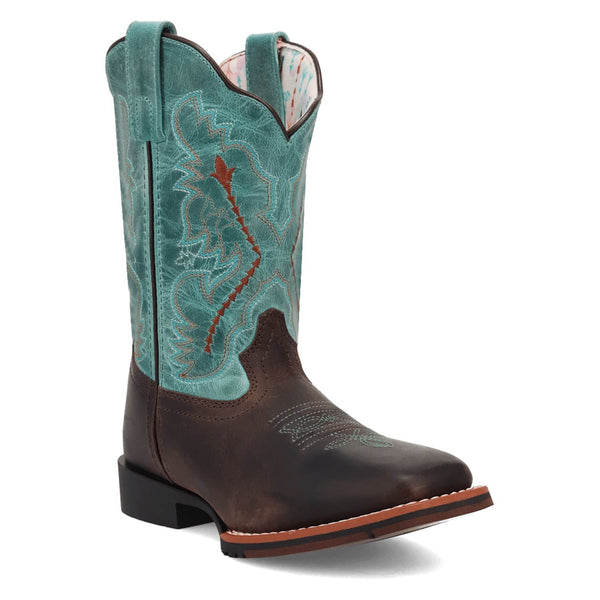 Dan Post Kids Unisex Salina Brown/Turquoise Leather Cowboy Boots
