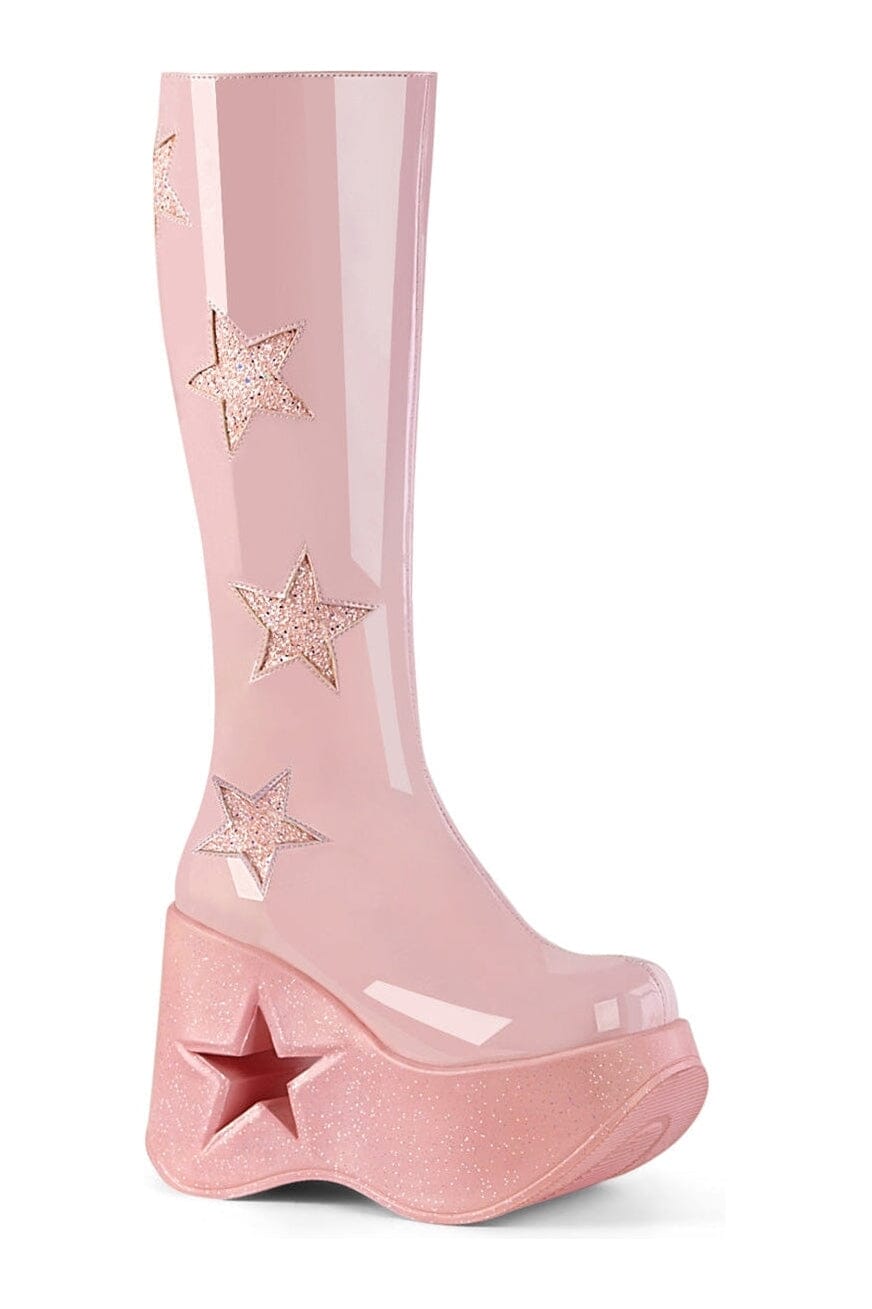DYNAMITE-218 Pink Glitter Knee Boot