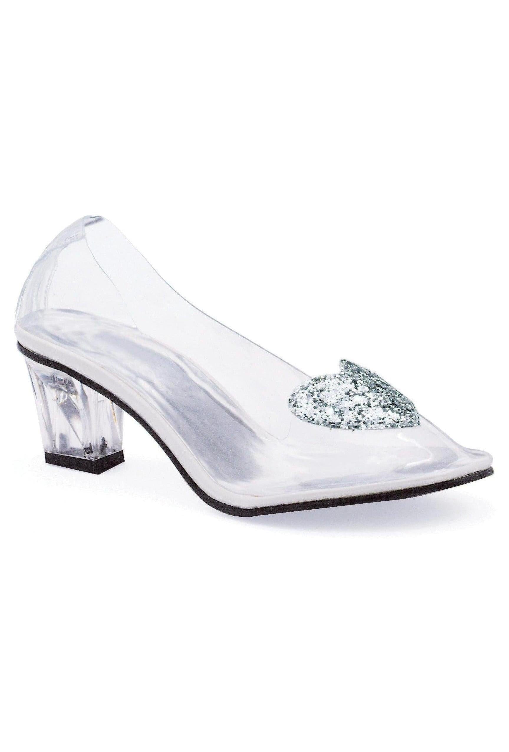 Ellie 212-ARIEL 2" Heel Clear Slipper With Silver Glitter Heart