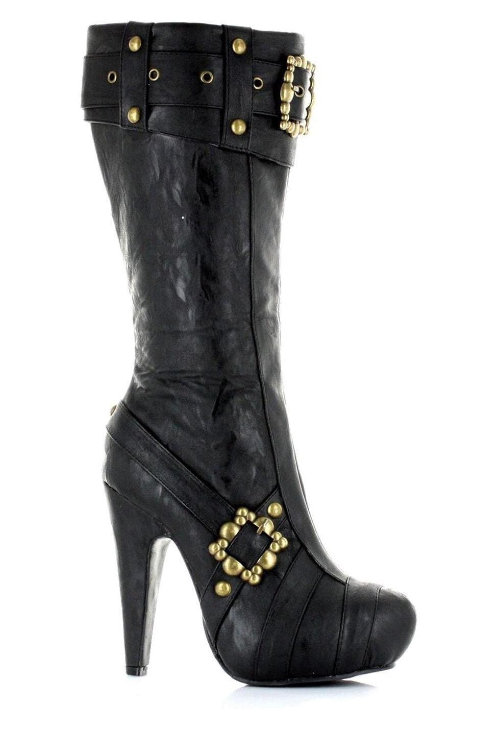 Ellie 426-AUBREY 4" Knee-High Steampunk Boot With Buckles And Studs