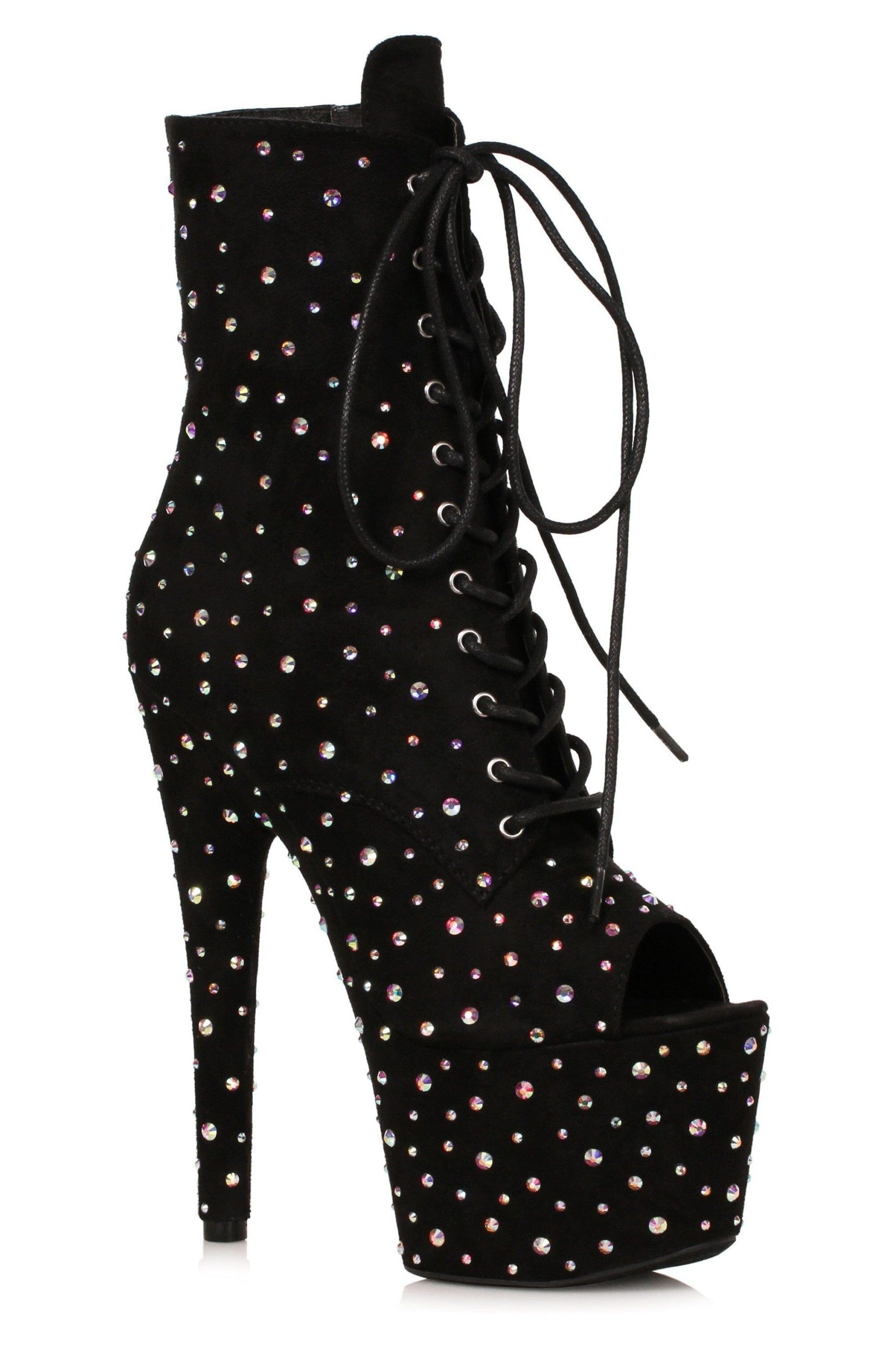 Ellie Shoes 709-ZESTFUL Open Toe Microfiber Boot with Rhinestones